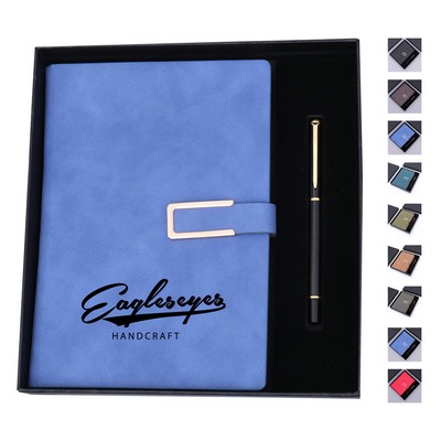 A5 Leather Writing Notebook with Pen
