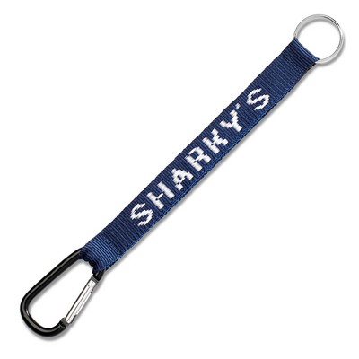 6-1/2" Woven Key Strap w/ Carabiner & Split Ring - "Classic" Weave