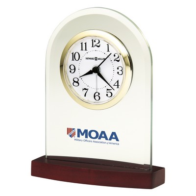 Hansen Glass Arch Clock w/ Rosewood Finish Base