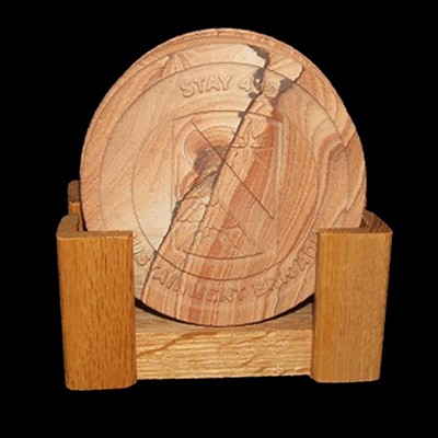 Sandstone Coaster Set of 4, Round 3-1/2" Diameter
