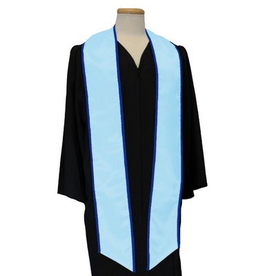 Light Blue Steel Graduation Sash With Navy Binded Edge