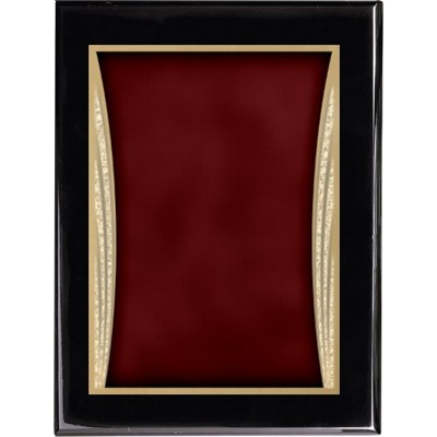 Ebony Piano Finish Plaque with Red Showtime Brass Plate, 9 x 12"