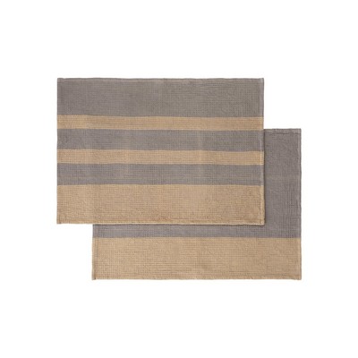 blomus Gano Steel Gray Tan Organic Cotton Waffle Tea Towels (Set Of 2)