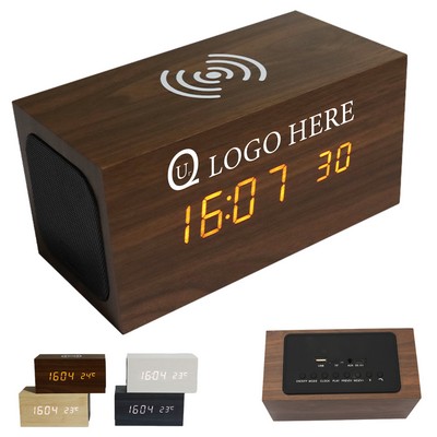 Multifunction Wood Alarm Clock