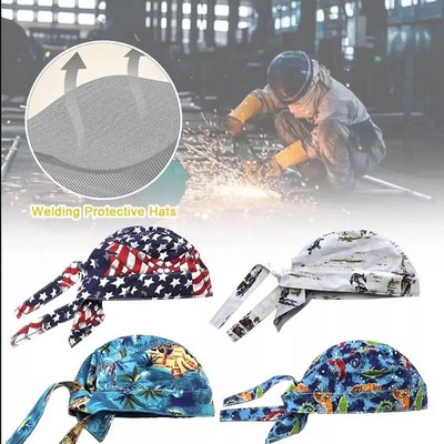 Custom Flame-Resistant Cotton Welding Cap Protective Doo Rag w/Mesh Liner MOQ100PCS