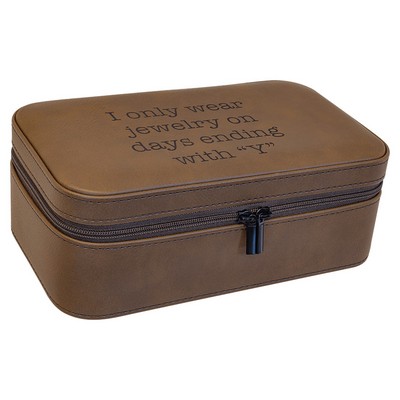 7.5" X 4.5" Dark Brown Leatherette Jewelry Box