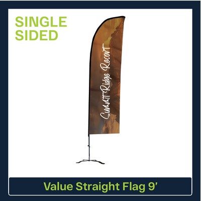 Value 9' Straight Flag - Single Sided Graphic Black X Base