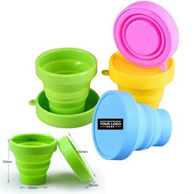 Collapsible Silicone Travel Cup With Lid Portable Folding