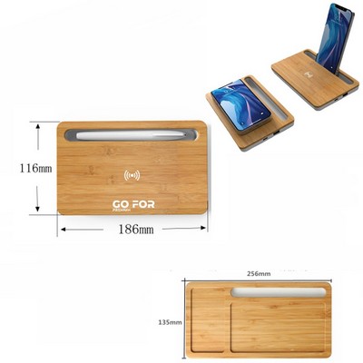 10W Bamboo Wireless Fast Portable Charger Phone Stand Holder