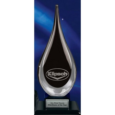 12" Black Teardrop Art Glass Award