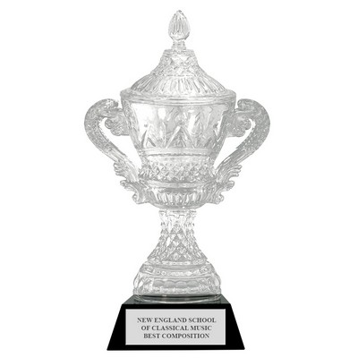 Devon Optical Crystal Trophy Cup w/ Attached Base (14" h)