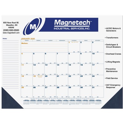 Blue & Gold Calendar Desk Pad w/Two Color Imprint (21¾" x 17")