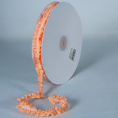 Orange Gingham Ruffled Ribbon w/Stitch Trim
