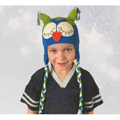 Custom Crocheted Blue Owl Hat