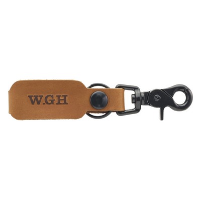 Full-Grain Leather Belt Loop Keychain w/Zinc Scissor Clip-Made in USA