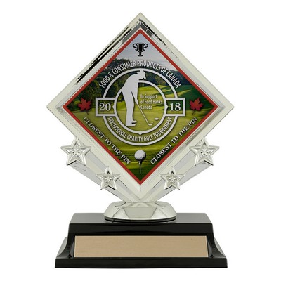 Diamond Star Medal - Figure, Silver, Award Trophy, 6"