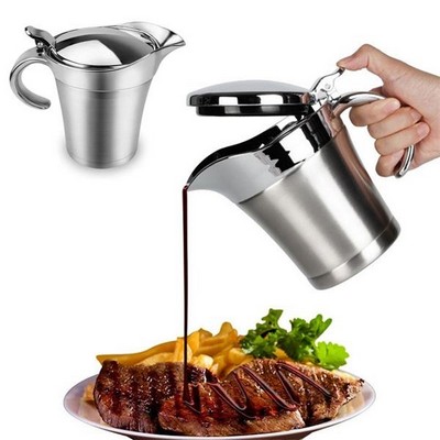 17OZ Stainless Steel Gravy Boat with Hinged Lid