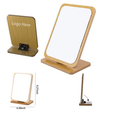 Foldable Wooden Desktop Makeup Mirror