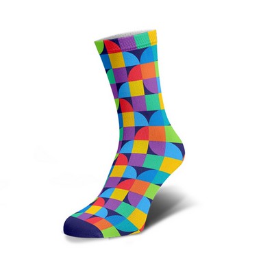 Crew Dress Poly Digital Print Socks Adult Made in Turkey