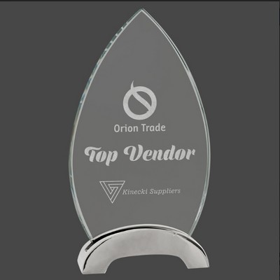9.25" Oval Platinum Glass w/ Metal Arch Base