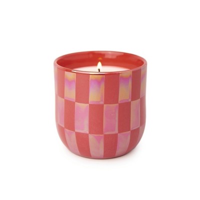 Lustre 10 Oz Matte Coral Ceramic - Check Pattern, Cactus Flower