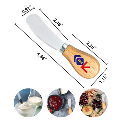 Little Cheese Spreader Knives Wooden Handle 5 Inches Stainless Steel Cocktail Knives Spreaders