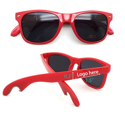 2-in-1 Custom Classic 100% UVA & UVB Protection Plastic Sunglasses w/Bottle Opener LOW MOQ