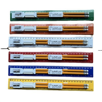12inch 30cm Ruler Multifunctional Kit With Pencil Eraser And Sharpener