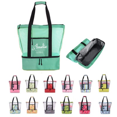 Mesh Beach Tote Bag with Cooler