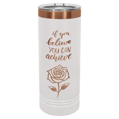 Polar Camel 22 oz. White/Rose Gold ION-Plated Skinny Tumbler