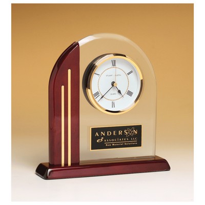 Arch Clock w/Glass Upright and Rosewood Piano Finish