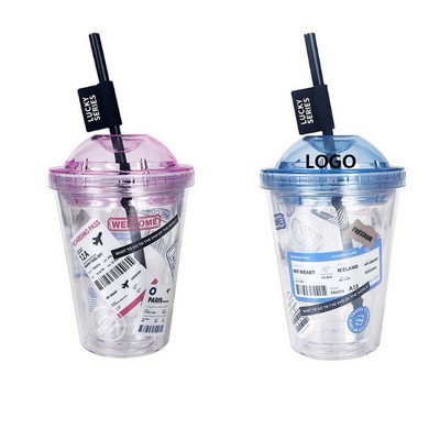 13Oz Plastic Beverage Straw Cups Tumblers