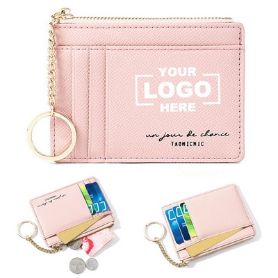 Slim Wallet for Women Mini Card Holder Coin Purse with Keychain