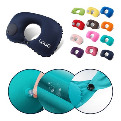 Compact Inflatable U-Shaped Travel Pillow – Width: 15.8 in Height: 11.0 in Depth: 4.7 in