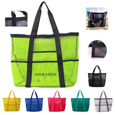 Durable Nylon Beach Bag Hand-Held Mesh Duffel Travel Tote