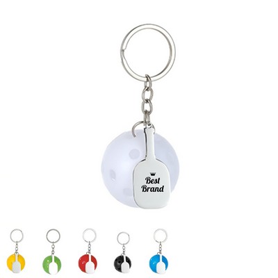 Pickleball and Pickleball Racket Keychain