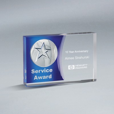 Crystal Tablet with Star Medallion (4"x6"x1")