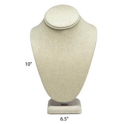 Beige Linen Necklace Jewelry Bust Display Stand (Medium)