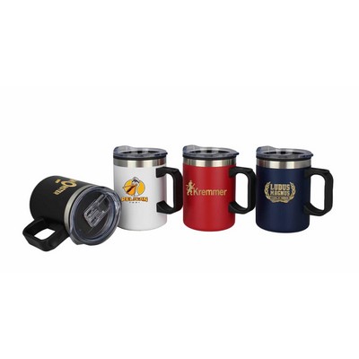 14 oz. Salem Vacuum Camping Mug with Plastic Handle and Lid