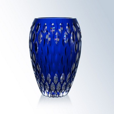 Nautilus Vase Lead Crystal - Blue Award