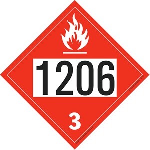 Flammable Liquid - Heptanes, Polycoated Tagboard Placard - 10.75" x 10.75"
