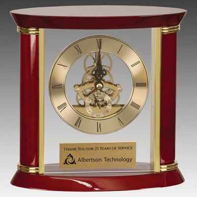 7.75" Executive Gold & Rosewood Piano Finish Clock