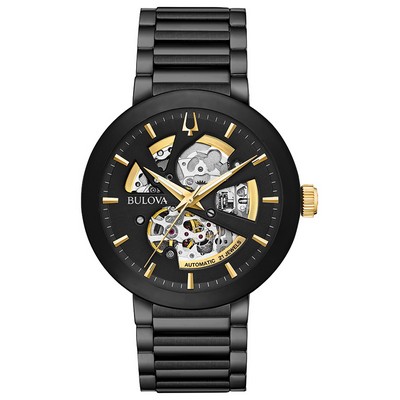 Bulova® Men's Modern Collection Black Automatic Watch w/Gold Accents