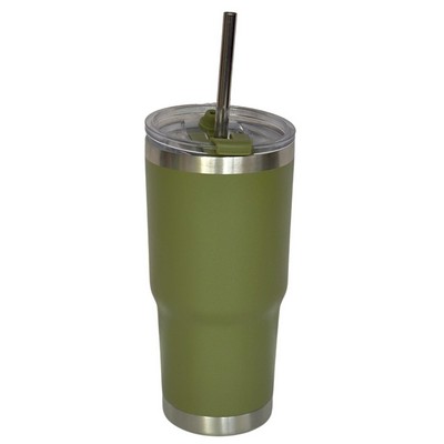 20 Oz. Stainless Double Wall Vacuum Insulated Travel Mug powder coated army green