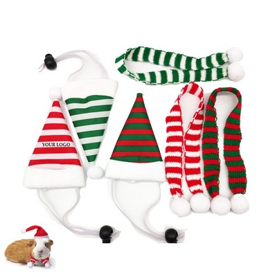 Christmas Cat Costume Santa Hat And Scarf