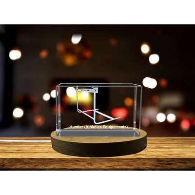Hurdler Figure 3D Engraved Crystal Trophy - Elegant Collectible for Track & Field Athletes