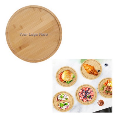 9.84 Inches Round Bamboo Tray