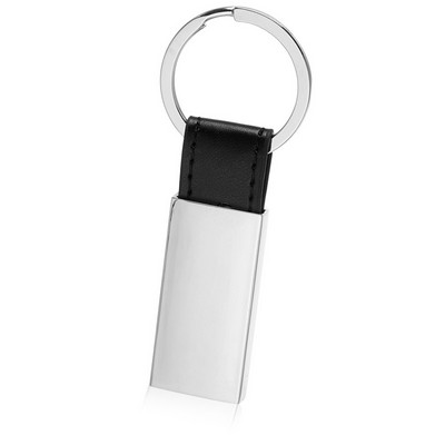 Rectangular Metal & Leather Keychains