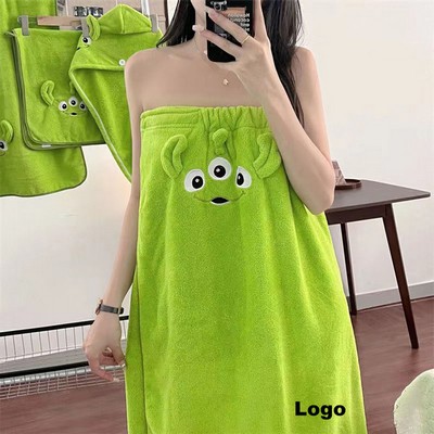 Coral Fleece Wearable Bath Towel Suit