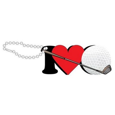 I Love Golf Promotional Key Chain w/ Black Back (4 Square Inch)